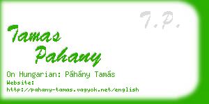 tamas pahany business card